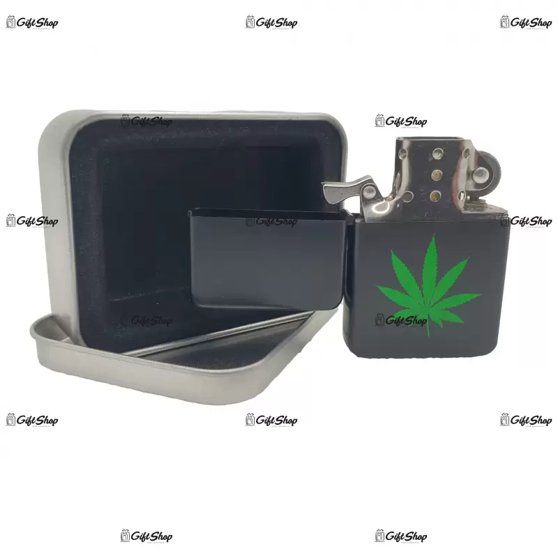 Marijuana black, bricheta gen zippo metalica model 9